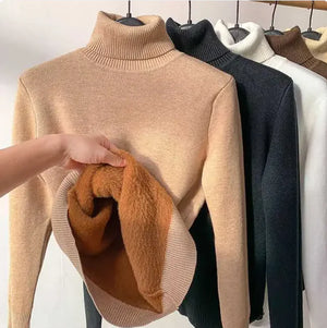 Cozy Velvet Art Retro Turtleneck Pullover Sweater Rieworkes