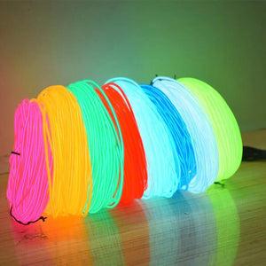 Neon LED Light Glow EL Wire String Strip Rope Tube Decor Car Party + Controller Rieworkes