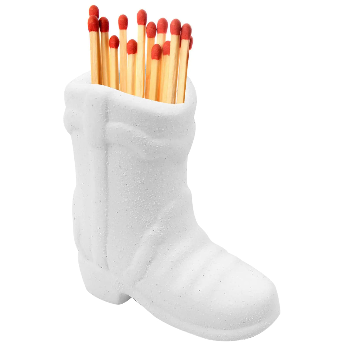 AOZBZ Cowboy Boot Match Holder - Cute Ceramic Match Holder with Striker Matchstick Storage Container for Home Kitchen Christmas Gifts & Decor (White) Mimarta