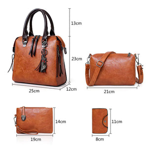 Luxury Women’s Leather Handbag & Wallet 4-Piece Set Mimarta