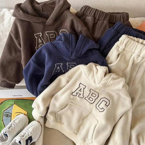 Kids' Autumn Winter Fleece Letter Sweatshirt Set Mimarta