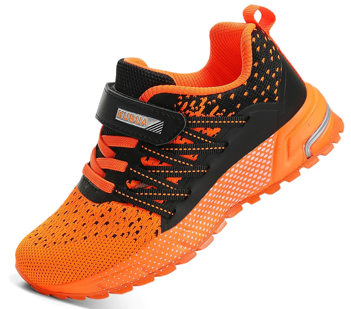 KUBUA Kids Sneakers for Boys Girls Running Tennis Shoes Lightweight Breathable Sport Athletic 4 Big Kid Black Orange Rieworkes