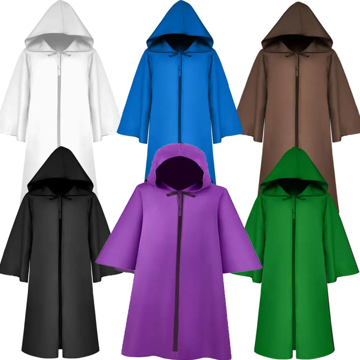Men & Teens Tunic Hooded Robe Halloween Cosplay Costume Robe Cloak Cape Medieval Monk Priest Robes Brown Color Small Mimarta