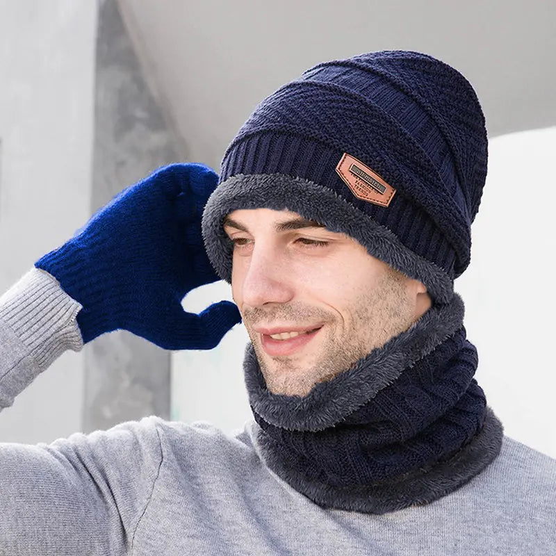3Pcs Set Fashion Knitted Winter Hats with Gloves Mimarta