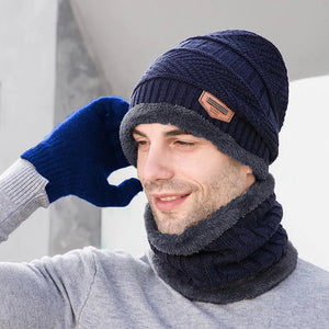 3Pcs Set Fashion Knitted Winter Hats with Gloves Mimarta
