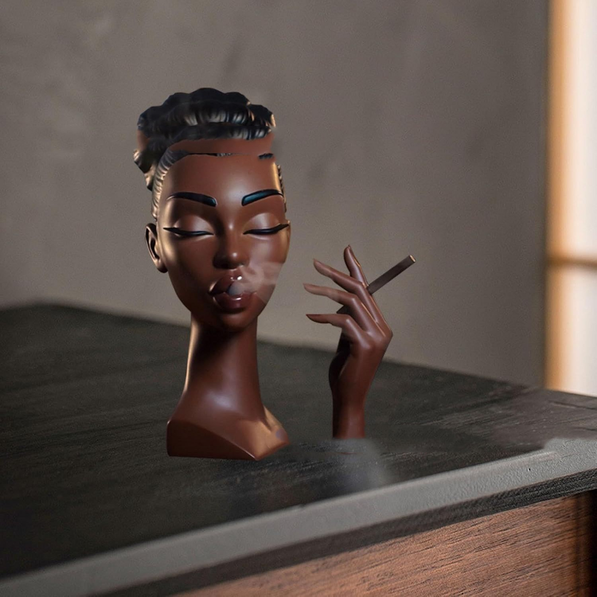 Elegant Black Woman Head Incense Burner Mimarta