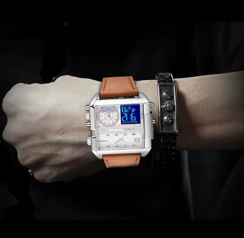 Luxury Sport Square Leather Watch Rieworkes