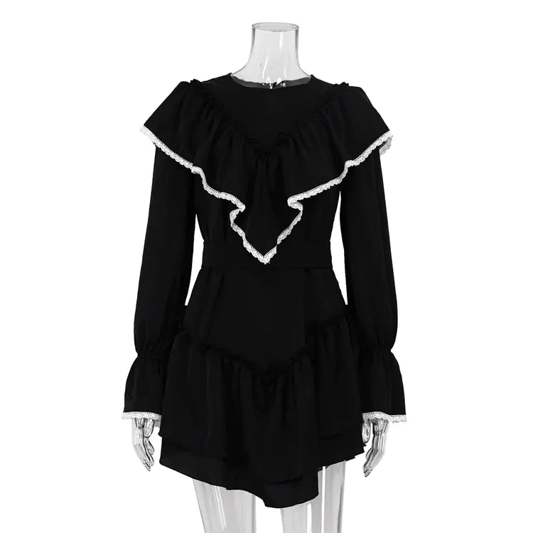 Elegant Women's Bell Sleeve Ruffle Dress Mimarta