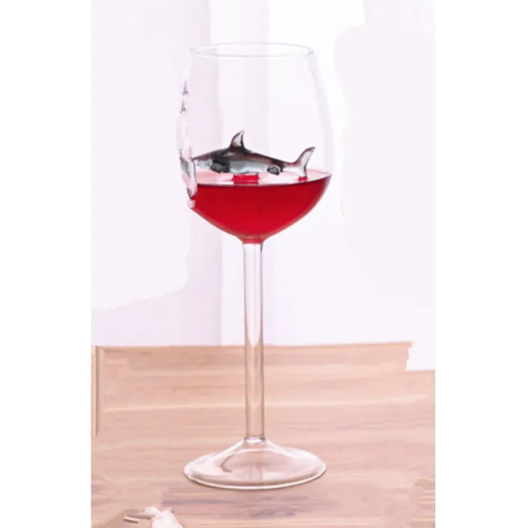 Shark Inside Red Wine Glass Rieworkes
