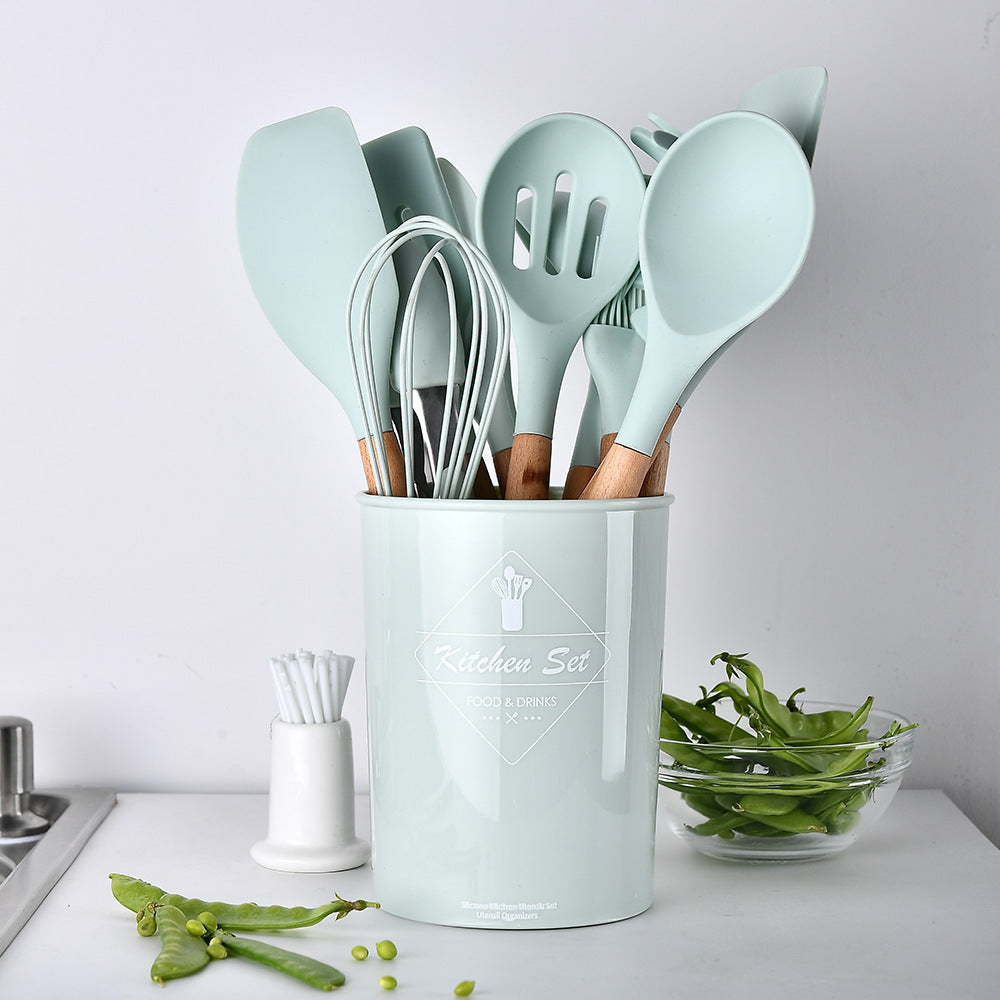 Aqua Storage Bucket with Wooden Handle Silicone Cookware Set Mimarta