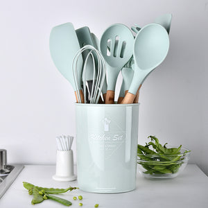Aqua Storage Bucket with Wooden Handle Silicone Cookware Set Mimarta