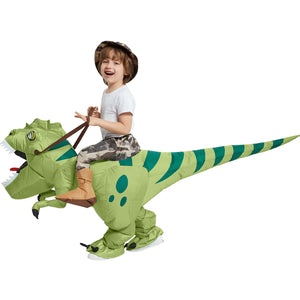 One Casa Inflatable Dinosaur Costume Riding T Rex Air Blow up Funny Fancy Dress Party Halloween Costume for Kids 2-3 Yrs Rieworkes