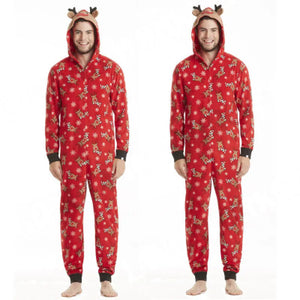 Fashionable Hooded Christmas Print Jumpsuit Mimarta