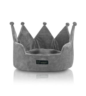 NANDOG Pet Gear Crown Cozy Round Dog and Cat Bed Collection Washable Indoor Pet Bed for Small Breeds -Soft Bed Fits in Crate or Kennel - Made of Ultra Soft Micro-Plush Material (Grey) Mimarta