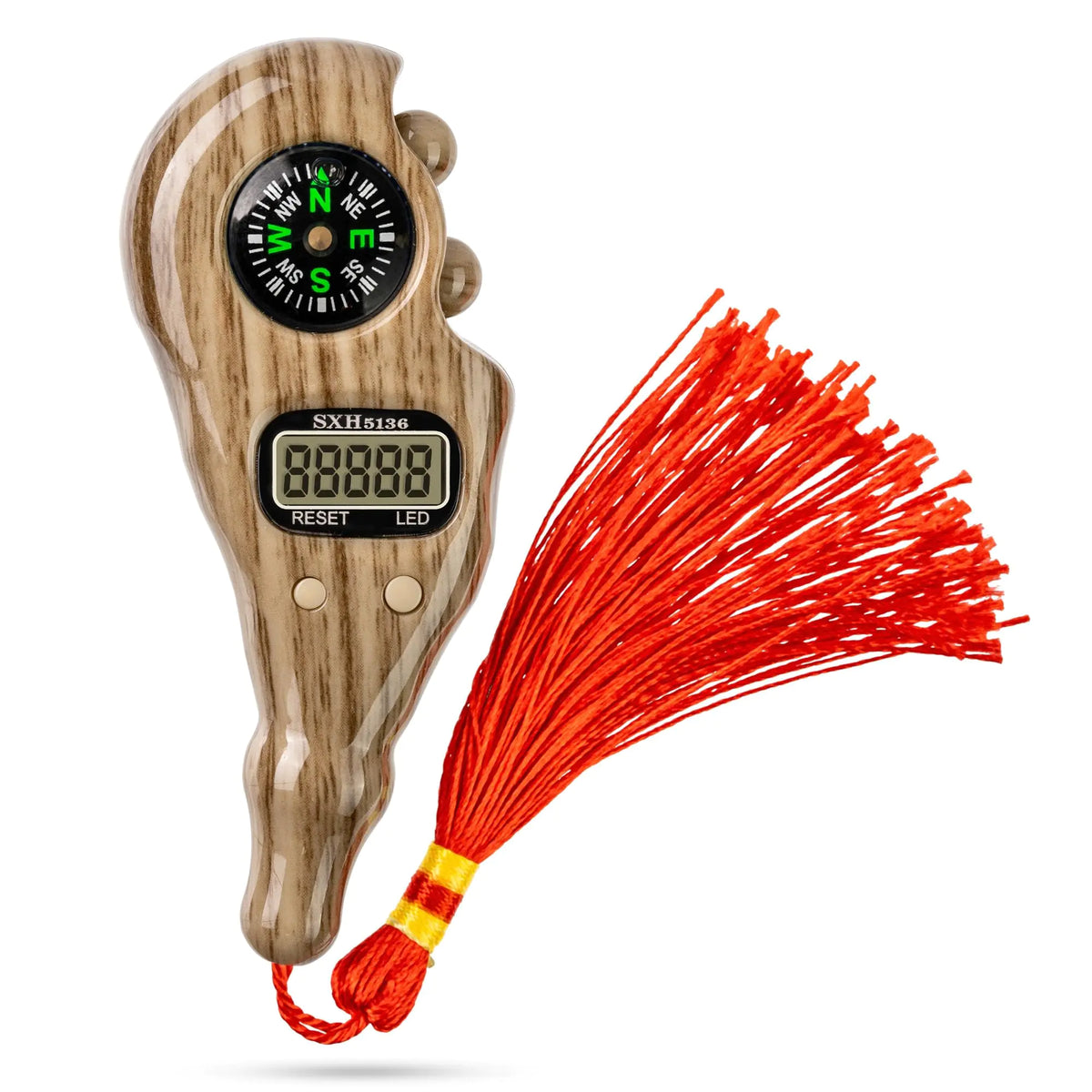STM Leaders Digital Finger Tasbih with Compass & Night Light - Islamic Prayer Beads Counter Finger Counter for Dhikr Meditation Relaxation and Healing (Brown Wood Lion) Mimarta