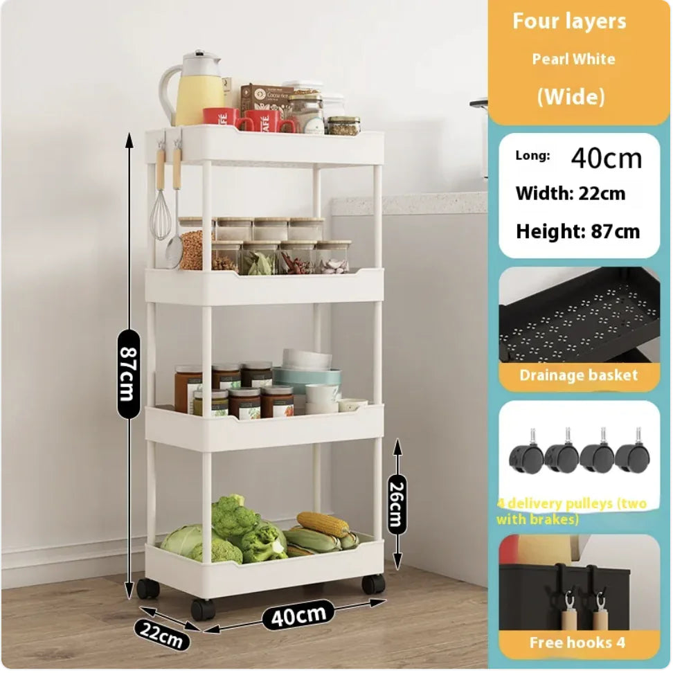 Multi-Tier Kitchen Floor Standing Storage Cart Rieworkes