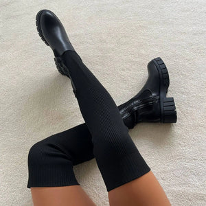 Thigh High Stretch Knit Boots Rieworkes