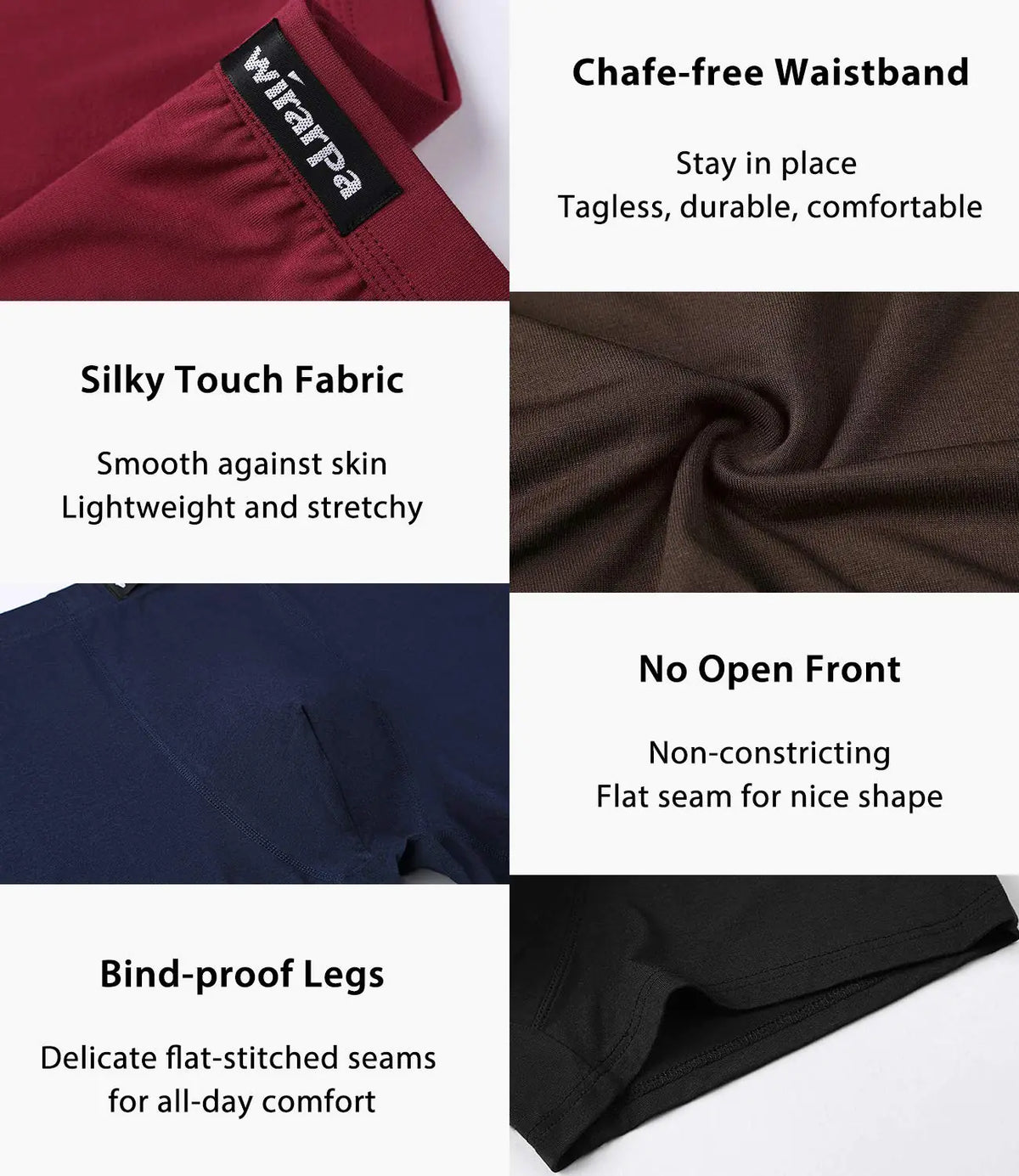 wirarpa Men's Breathable Modal Microfiber Trunks Underwear Covered Band Multipack 1402-4p-solid Color Medium Rieworkes