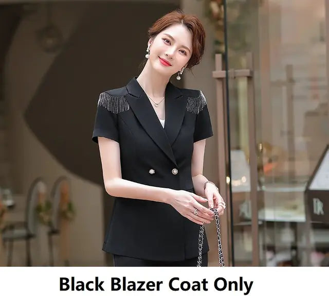Elegant Green Women's Business Suit with Pants &amp; Jacket Mimarta