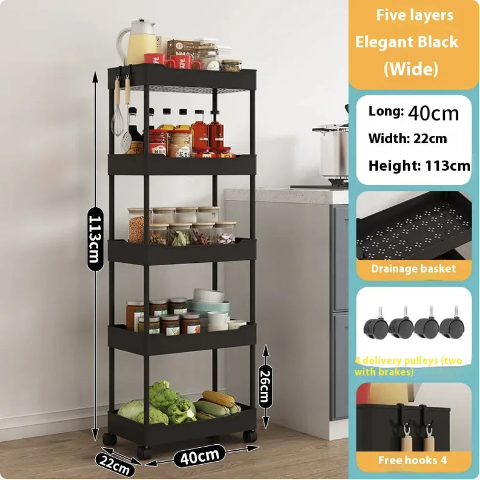 Multi-Tier Kitchen Floor Standing Storage Cart Rieworkes