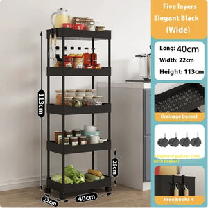 Multi-Tier Kitchen Floor Standing Storage Cart Rieworkes
