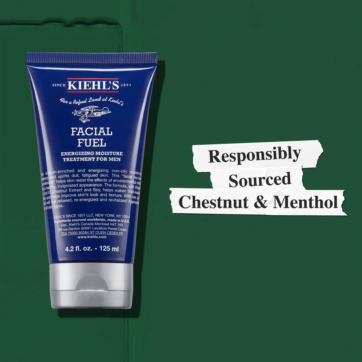 Kiehl's Facial Fuel Moisturizer, Men's Face Cream, with Vitamin C and Caffeine that Contain Antioxidants to Help Energize and Reduce Dullness, Non-Greasy, Paraben-free, Sulfate-free 4.2 Fl Oz / 125 ml Rieworkes