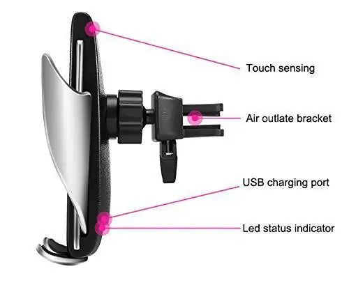 Wireless sensor car phone holder &amp; charger. Rieworkes