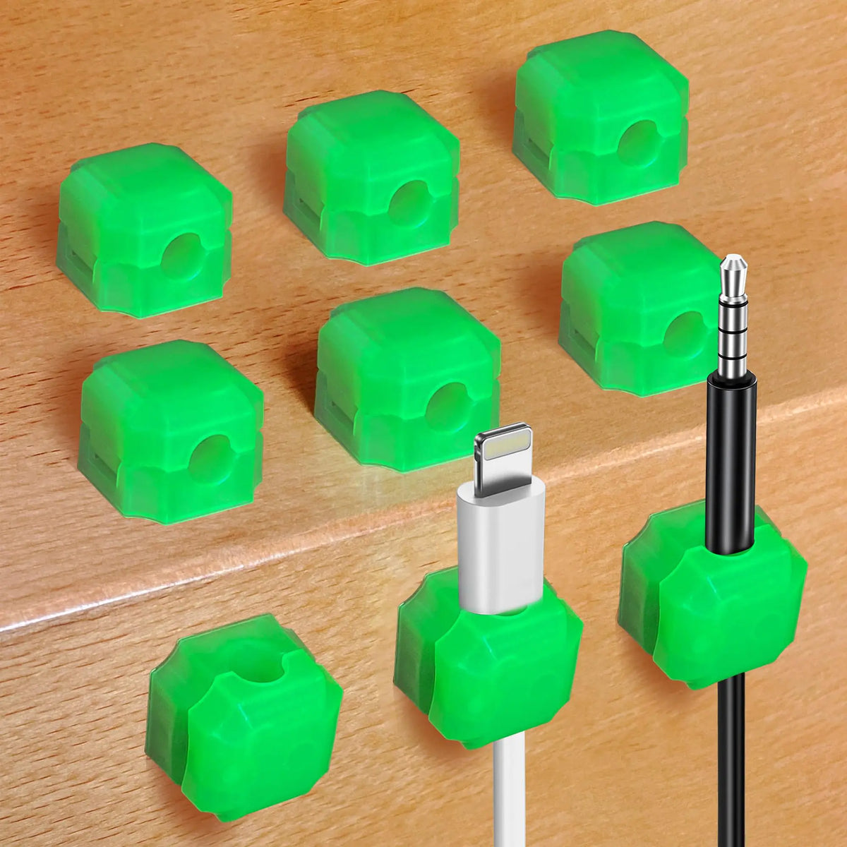 9pcs Magnetic Cable Clips Cord Holder(Glow-Green) - FonPeak Ultra-Adhesive Desk Cord Organizer for Max 7.5mm/0.3 inches Cables Suit for Desktop Nightstand Home Office Car and Wall Mimarta
