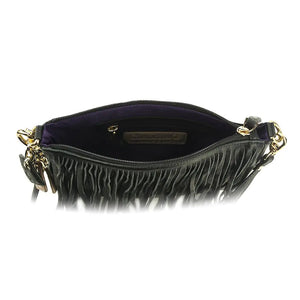 Willow Fringe Leather Handbag -Midnight Black Rieworkes