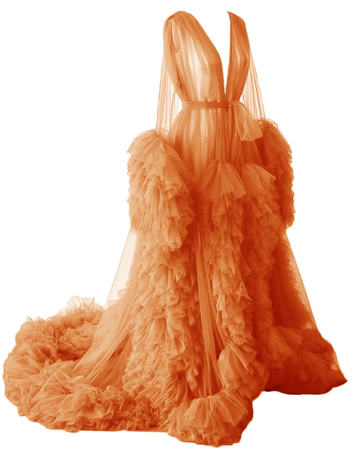Orange Tulle Robe Maternity Dress for Photoshoot Sheer Fluffy Pregnancy Wedding Scarlf Lingerie Robe Nightgown Baby Shower Photography Small-Medium Mimarta