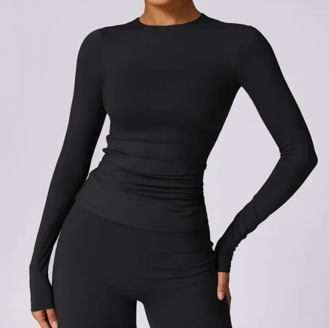 Brushed Tight Long Sleeve Yoga Leisure Workout Clothes Rieworkes