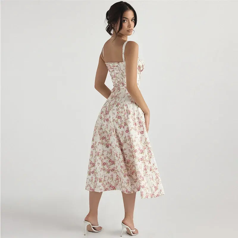 Pink Floral Office Midi Dress Rieworkes