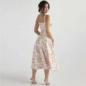 Pink Floral Office Midi Dress Rieworkes