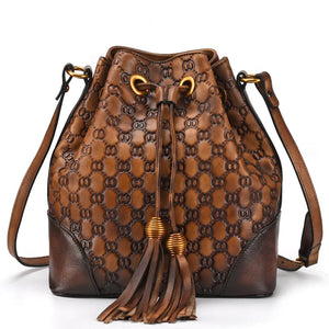 Vintage Leather Bucket Bag for Women - Versatile Design Rieworkes