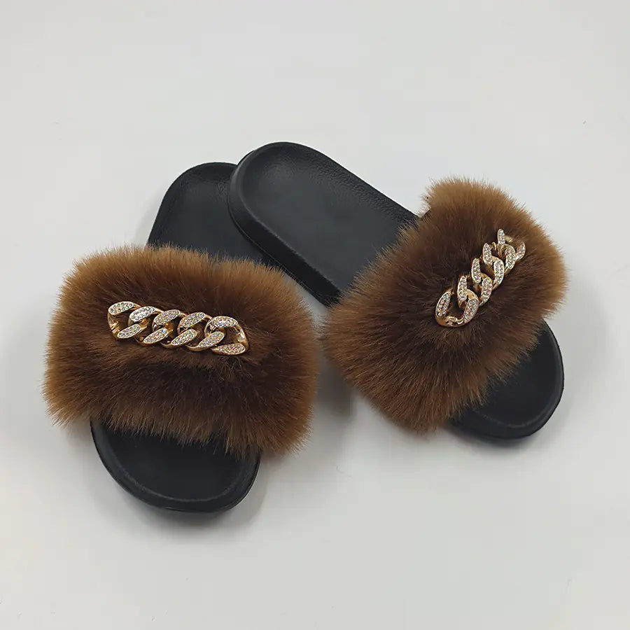 Plush Imitation Fox Fur Flip Flops Fashion Slippers Rieworkes