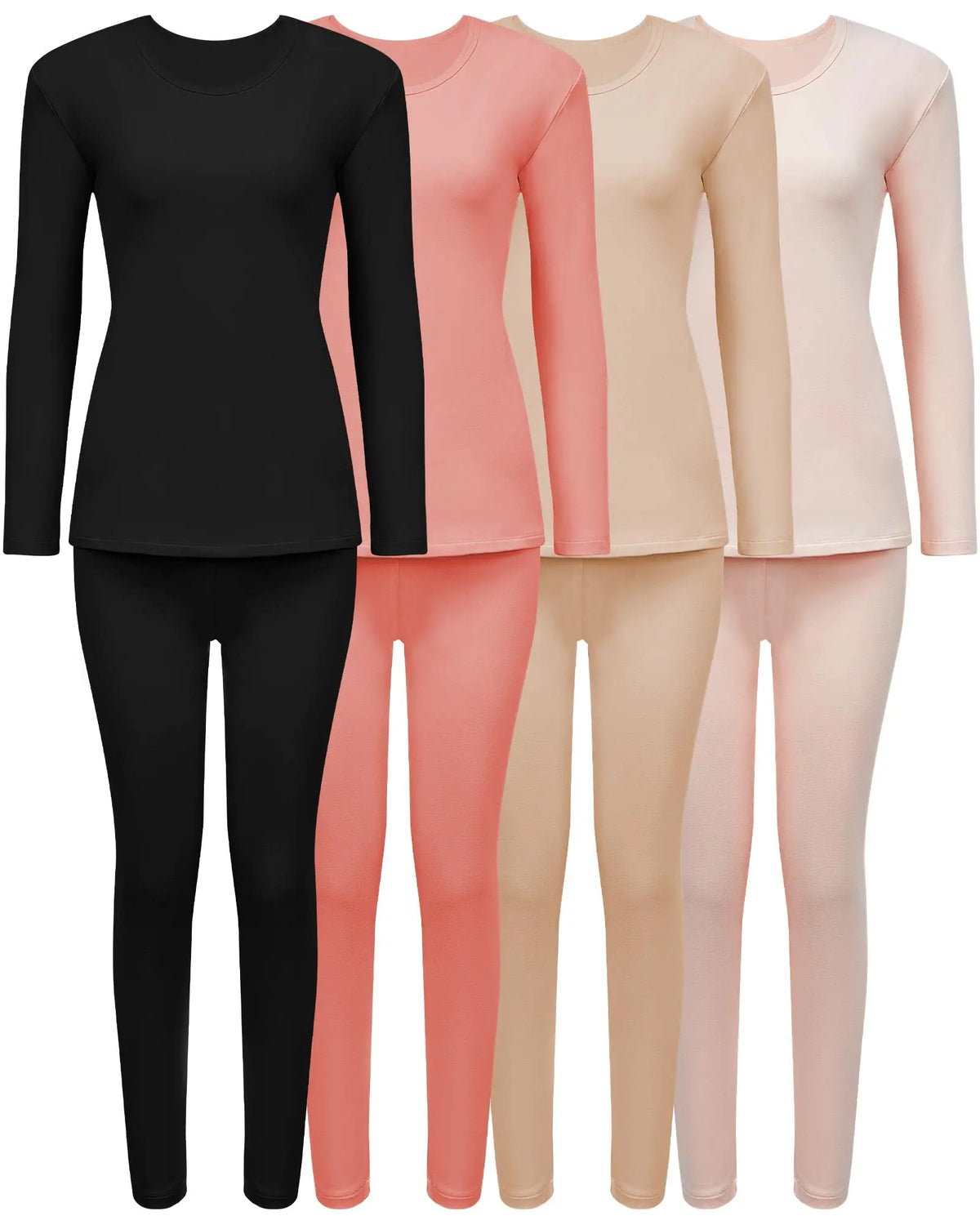 Taiyin 4 Pieces Fleece Lined Thermal Underwear Set for Women Long Johns Base Layer Winter Cold Weather Soft Warm Top Bottom (Large) Mimarta