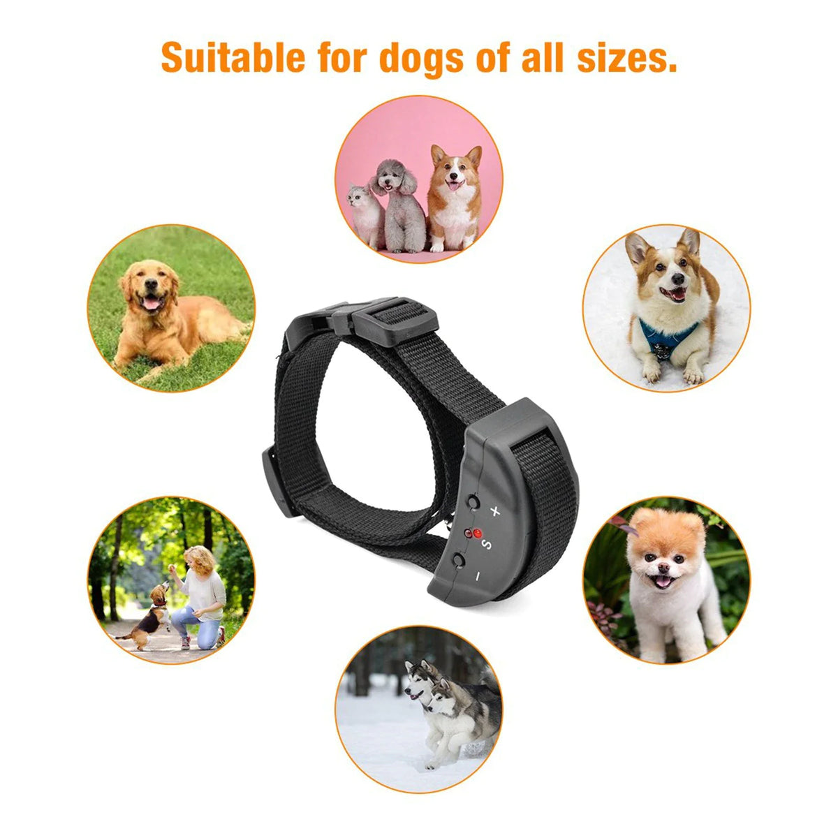 Automatic Anti Bark Barking Dog Shock Control Collar Device Large Medium Small Rieworkes