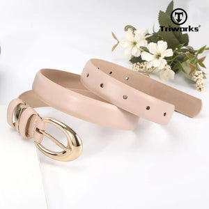 Women Leather Belt for Jeans Pants Fashion Ladies Skinny Faux Leather Dress belt with Gold Buckle Fit Wasit Size 27"-31" Beige Rieworkes