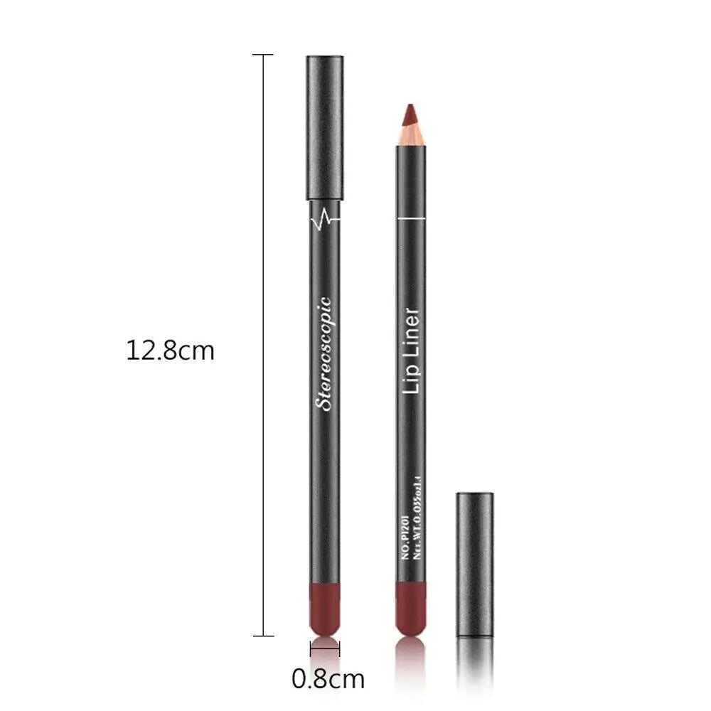 12Pcs Women Waterproof Lipstick Long Lasting Matte Lip Liner Pencil Lip Pen Set Rieworkes