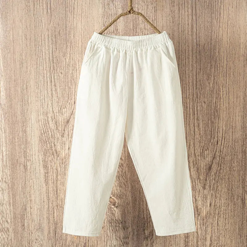 Lucyever Casual Cotton Linen Pants Women Rieworkes