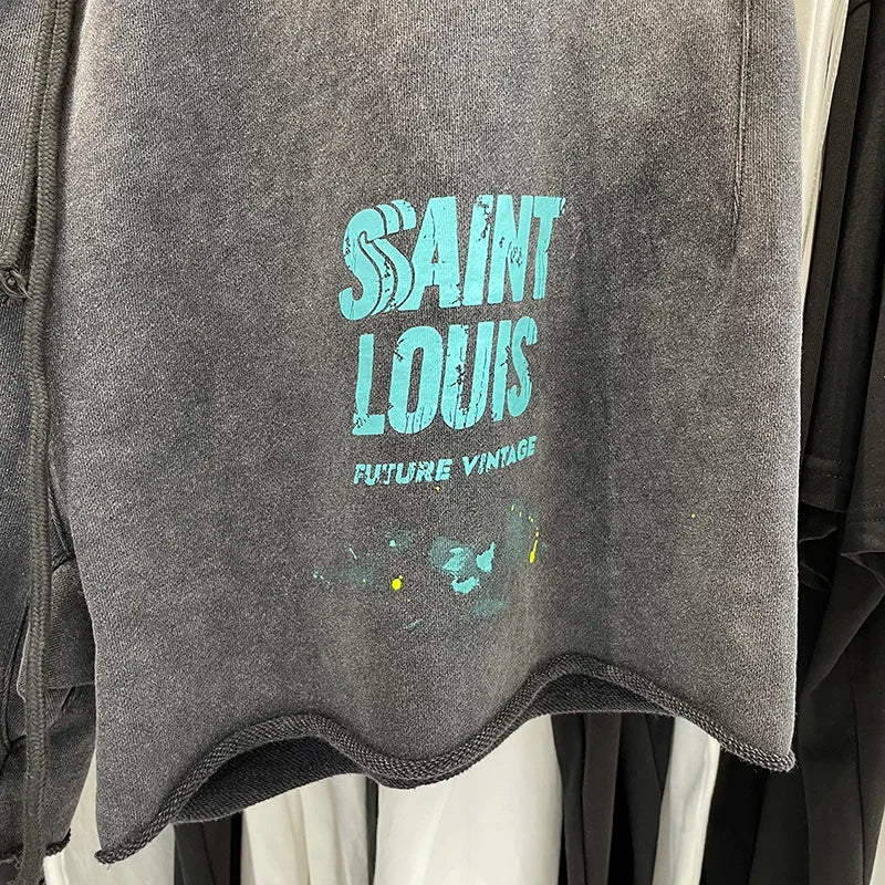 SAINT LOUIS Handmade Ink Spray Retro Style Shorts Mimarta