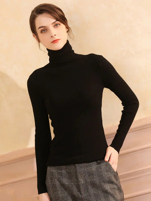 Women's Fitted Cashmere Turtleneck Sweater (Fall/Winter) Mimarta