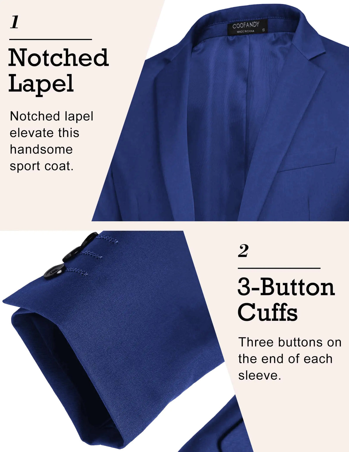 COOFANDY Mens Sport Coat Casual Blazer One Button Business Suit Jacket Grey Blue 3X-Large Rieworkes