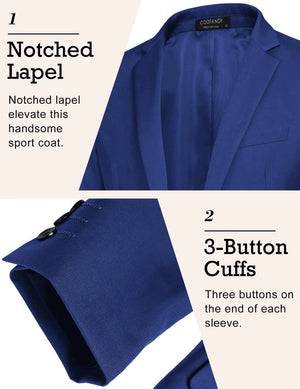 COOFANDY Mens Sport Coat Casual Blazer One Button Business Suit Jacket Grey Blue 3X-Large Rieworkes