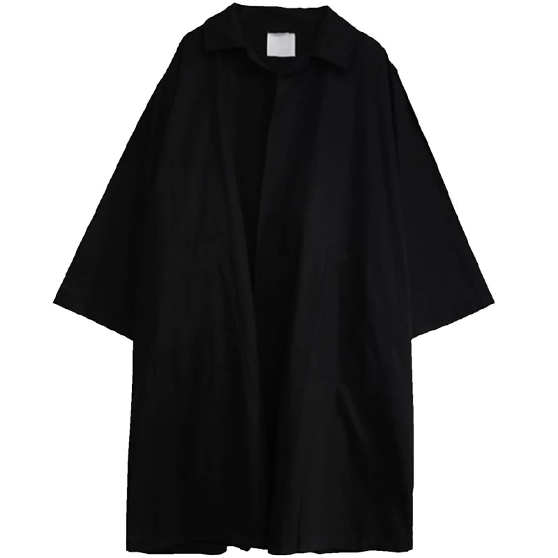 Mauroicardi Autumn Long Black Oversized Trench Coat Rieworkes
