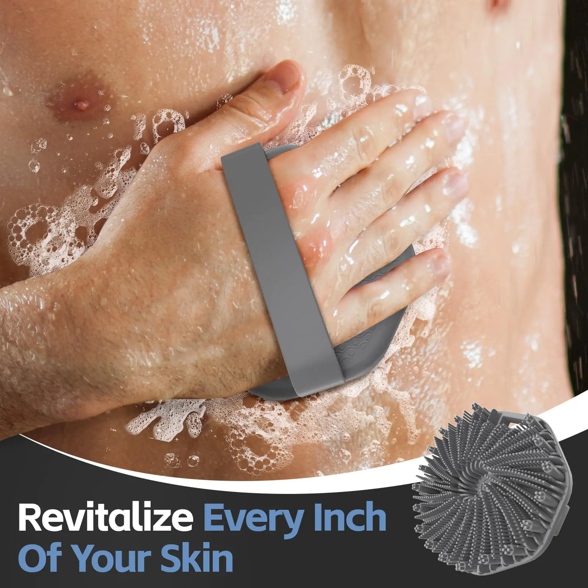Silicone Body Scrubber, Exfoliating Body Wash Scrubbers Exfoliator, Shower Body Brush for Effective Showering Exfoliation and Gentle Massage (Gray) Gray Rieworkes
