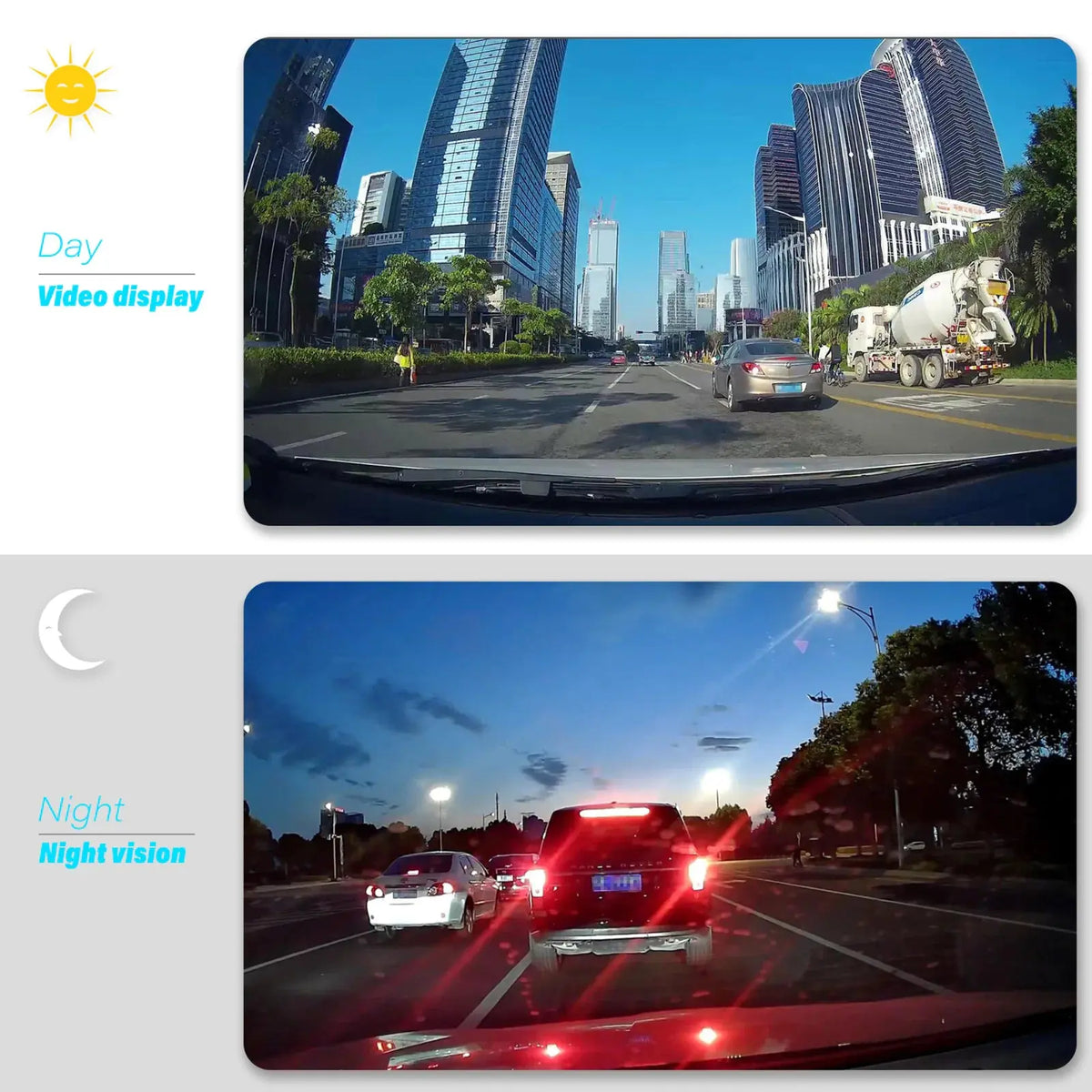 Touch Screen Dash Cam 4" 1080P Dual Lens Car DVR Recorder Front And Rear Camera Rieworkes