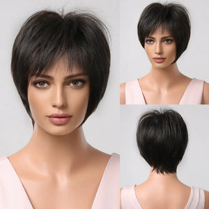 Natural Short Hair Women's Full-Head Wig Style Rieworkes