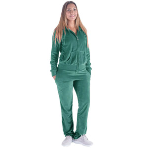 LeeHanTon Jogging Suits for Women Set Petite Track Suit Two 2 Piece Outfits Velvet Tracksuit Sets Velour Zip Up Hoodie Sweatshirt & Sweatpants Sweatsuits(GREEN L) Mimarta