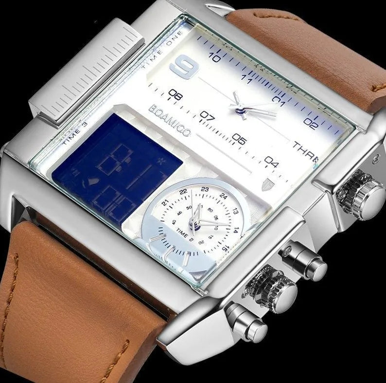Luxury Sport Square Leather Watch Rieworkes